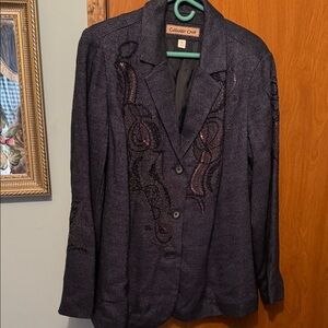 Coldwater Creek Blue Faux Denim Blazer
